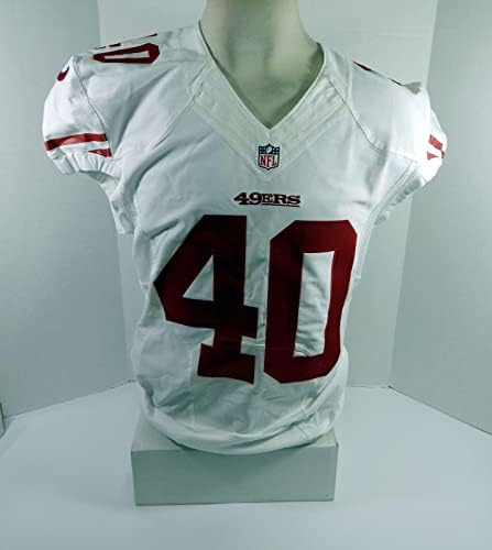 -ban a San Francisco 49ers Vinne Sunseri 40 Játék Kiadott Fehér Jersey 44 DP34772 - Aláíratlan NFL Játék Használt Mezek