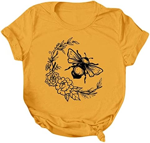 Női Méh Fesztivál Póló Nyári Alkalmi, Laza, Rövid Ujjú Felsők Vicces Méhek Boldog Betűkkel Nyomtatott Pólók Pulóver