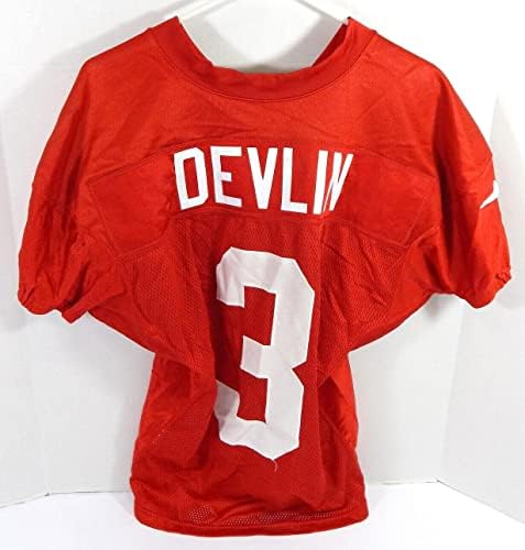 2015 Cleveland Browns Pat Devlin 3 Játék Kiadott Piros Gyakorlat Jersey 48 DP40994 - Aláíratlan NFL Játék Használt Mezek