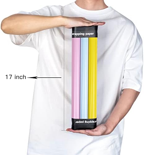 MAYPLUSS Csomagolópapír-Tekercs - Mini Roll - 17 hüvelyk X 120 Per inch roll - 3 Különböző Húsvéti Design - Rózsaszín/kék/sárga