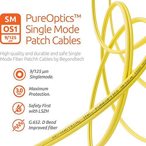 LC SC Optikai Patch Kábel Egyetlen Mód, Duplex - 1m (3.28 ft) - 9/125um OS1 LSZH - Beyondtech PureOptics Kábel Sorozat