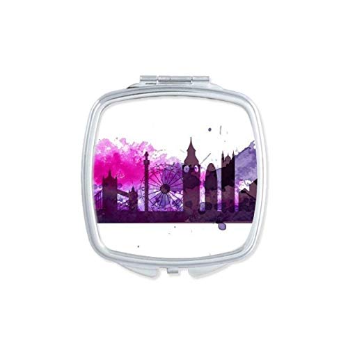 Egyesült KIRÁLYSÁG, Anglia, London Lila Akvarell Tükör Hordozható Kompakt Zsebében Smink Kétoldalas Üveg
