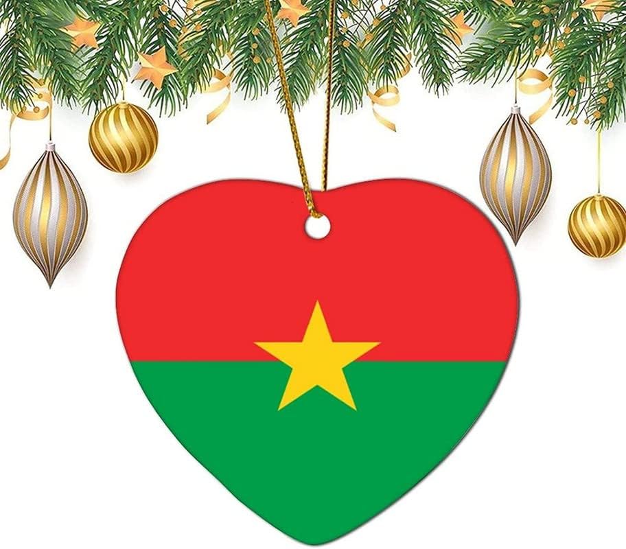 Karácsonyi Dísz, Kerámia, Burkina Faso Zászló Szív Alakú Dekoráció Karácsonyi Ajándék, Lóg, Party Dekoráció, Személyre Szabott
