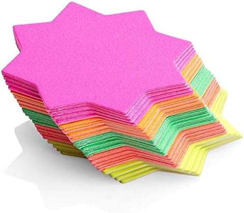 Neon Csillagok Árképzési Kártya - doboz 60 - Vegyes Színekben - Zöld, Sárga, Rózsaszín, Narancs - Méret: 58mm x 58mm