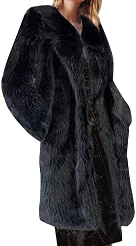 Jel Mesterséges Gyapjút Hosszú Ujjú Hosszú Kabát, Meleg Kabát Ál Hosszú Ujjú Body Szőrös Felsőruházat 4x Kabátok Nők