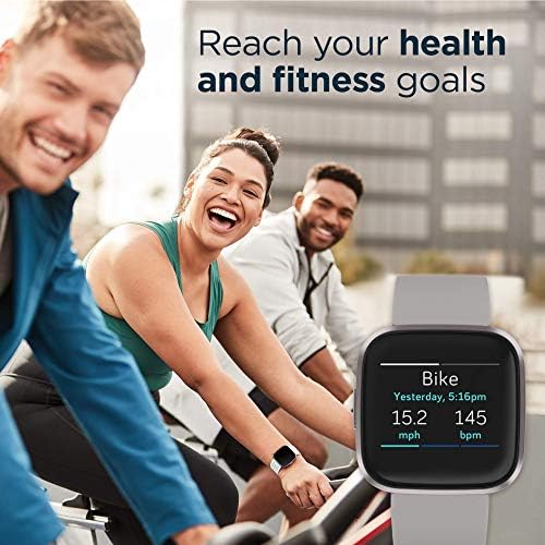 Fitbit Versa 2 Health & Fitness Smartwatch a pulzusszám, a Zene, a Alexa Beépített, Sleep & Úszni Követés, Kő/Köd Szürke, One S (Felújított)