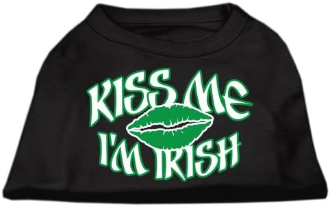 Csókolj meg, Ír vagyok Képernyő Nyomtatás Póló Fekete XXL (18)