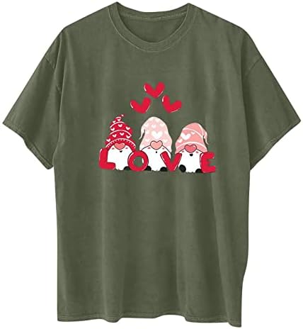 Valentin-Nap Pólók Női Gnome Nyomtatás póló Nyári Vicces Rövid Ujjú Felsők Laza Basic Póló Ajándék