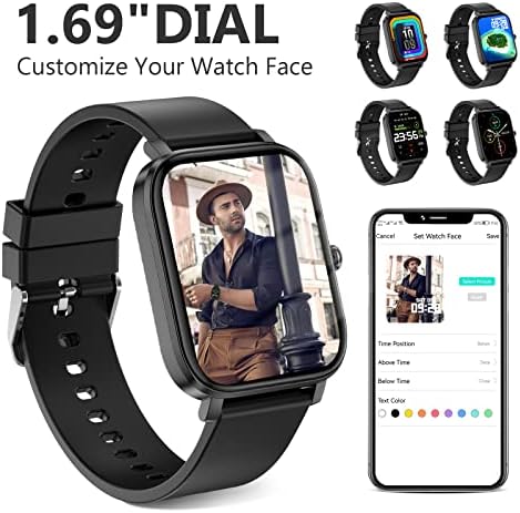 Choiknbo Smart Óra, Fitness Tracker SmartWatch az Android/iOS Telefonok, 1.69 Teljes érintőképernyő pulzusszám Aludni, lépésszámláló,