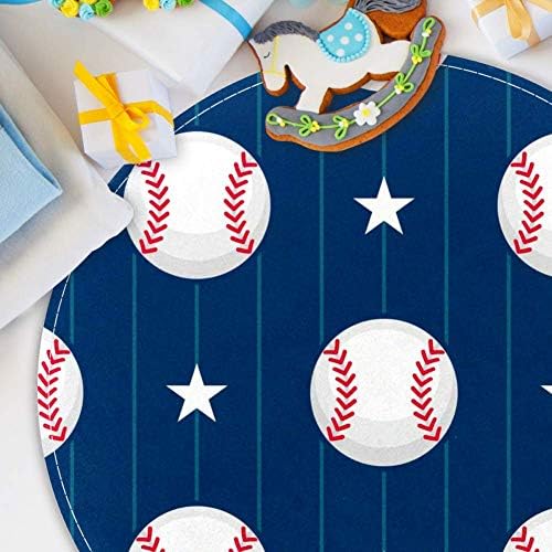 HEOEH Baseball Sport Csillag Csíkos Mintás, Csúszásmentes Lábtörlő 15.7 Kerek Szőnyeg, Szőnyegek Szőnyeg Gyerekeknek Hálószoba