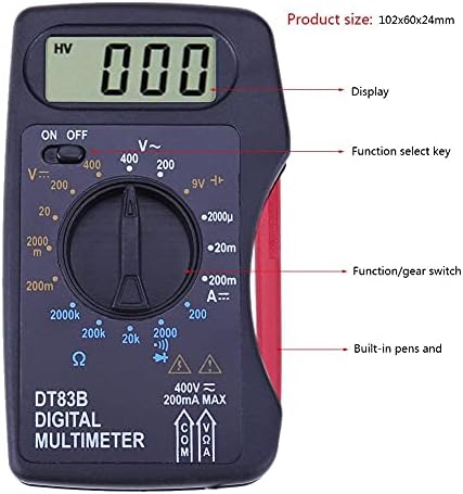ZLXDP Multiméter DT83B Zsebében Digitális Árammérő Voltmete DC/AC Ohm Mérő Teszter Elektromos Eszközök Mini Vékony Multiméter (Méret : Egy