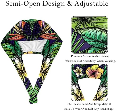 2 Csomag Dolgozó Kap a Gomb & Hajpánt Női Hosszú Haj Nyakkendő Állítható Hátsó Sapka Klasszikus Trópusi Stílus