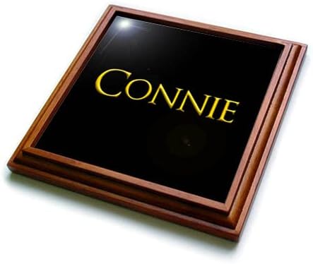 3dRose Connie népszerű kisfiú neve Amerikában. Sárga, fekete amulettel - Trivets (trv-364288-1)
