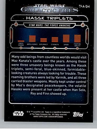 2018 Topps Star Wars Galactic Fájlok Kék TFA-54 Hassk Hármas Hivatalos Non-Sport Kereskedelmi Kártya NM-es, vagy Jobb Conditon