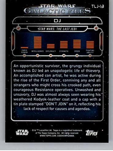 2018 Topps Star Wars Galactic Fájlok Kék TLJ-13 DJ Hivatalos Non-Sport Kereskedelmi Kártya NM-es, vagy Jobb Conditon