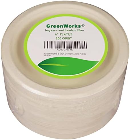 GreenWorks 100 Szám 6 Compostable Desszert Tányér, Fehérítetlen biológiailag Lebomló kipréselt cukornád, majd a Bambusz szál Papír Tányérok