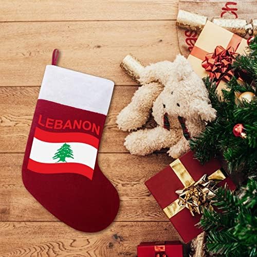 Zászló Libanon Piros Karácsonyi Ünnep Harisnya, Otthon Dekoráció Karácsonyi Fa Kandalló Zokni