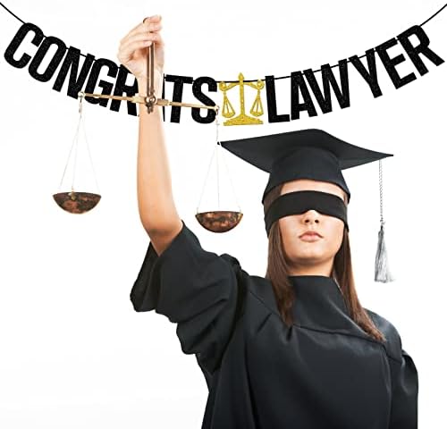 Gratulálok Ügyvéd, Banner, Ügyvéd Diplomás Diplomás Banner, Osztály 2023, Jogi Iskola Érettségi Party Dekoráció, Fekete Csillám