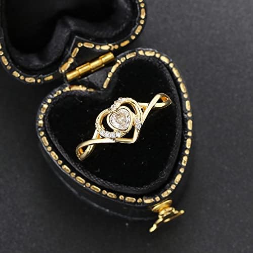 2023 Új Szív Gyűrű Szerelem Strasszos Gyűrű a Nők Szeretik Üreges Strasszos Gyűrű, Szemüveg Gyűrű az Ujjadon (Arany, 10)