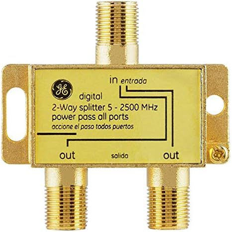 GE RG6 Koax Kábel, 6 Ft. F Típusú Csatlakozók, Fekete, 33626 & Digitális, 2-utas Koaxiális Kábel Elosztó, 2,5 GHz-es 5-2500