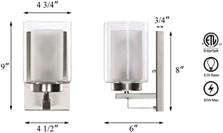 XiNBEi Világítás Fali Lámpa 1 Világos Fürdőszoba Hiúság Világítás Kettős Üveg Árnyékban matt Nikkel Beltéri Modern Fali Lámpa Alkalmas