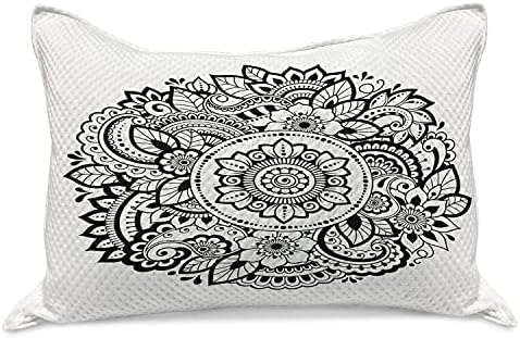 Ambesonne Virágos Kötött Paplan Pillowcover, Részletes, Keleties, Virágos Motívumokkal, illetve Paisley, Mint a Részletek, a Standard