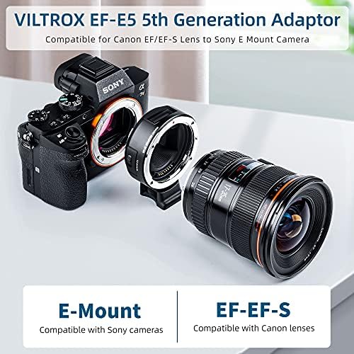 VILTROX EF-E5 5. Generációs Autofókusz EF E-Mount Objektív Adapter Kompatibilis Canon EF/EF-S Objektív: Sony E-Mount Kamera A7/A7R/A7S/A7M/A6500/A6400/A6000