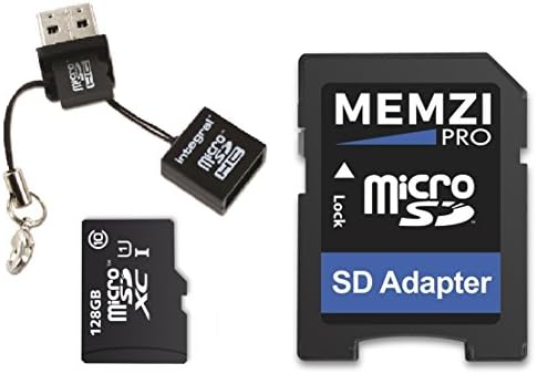 MEMZI PRO 128 GB Class 10 80MB/s Micro SDXC Memória Kártya SD Adapterrel, valamint a Micro USB Olvasó Pruveeo Autó Dash Kamerák