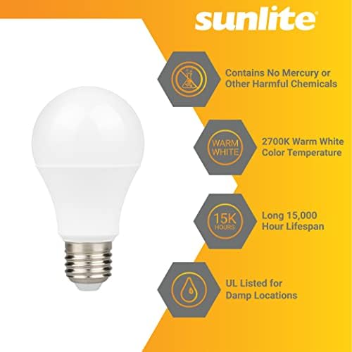 Sunlite 80860-SU LED 19 Izzó, Nem Szabályozható 11 Watt (75W Egyenértékű), 1100 Lumen, Közepes (E26) Bázis, UL, 2700K Meleg Fehér, 3 Szám