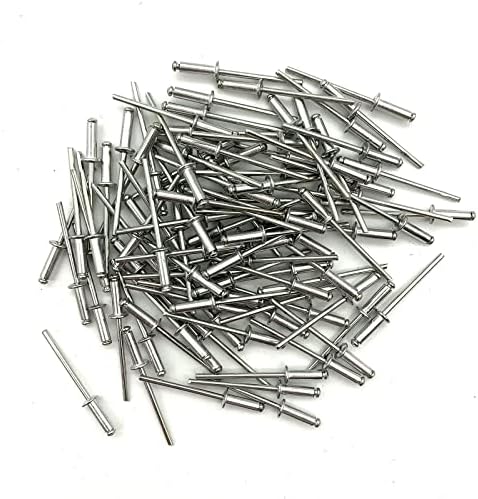 Mo Mi Baihuo 100 vak szegecsek,1/8×3/8(3.2 mm×10mm), ezüst, alumínium fogantyú, acél mandrel, korrózióálló
