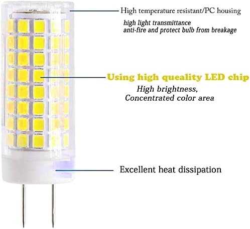 ZSCBBKJ G8-Nem Szabályozható Bi-Pin-Bázis LED Izzó,75W Halogén Izzó Csere,Napfény, Fehér 6000K,8W,110V AC,750LM(4 Pack