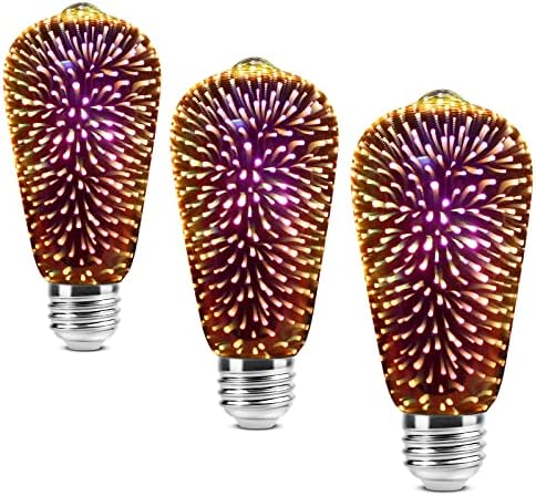Hizashi Tűzijáték Izzók, 3D-s Hatás, Tűzijáték Elektromos ST19 LED-es Izzó Dekoratív LED Izzók, 5W E26 ST19 Izzó, Prizma,