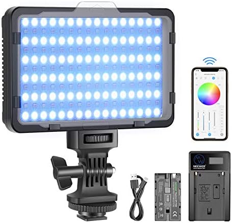 Neewer RGB Video Fény ALKALMAZÁS, Vezérlés, 360° - Os Színes Led Kamera Lámpa CRI95+ Szabályozható 3200K-5600K, 9 Fény Jelenetek Akkumulátor