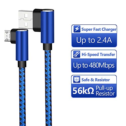 CTREEY Micro USB Kábel, 90 Fokos 3 Csomag 3FT 6FT 10FT Prémium Fonott Nylon Android Gyors Töltő USB / Micro USB Töltő Kábel Samsung Galaxy