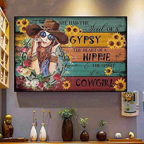 Curteny Vintage Fém Adóazonosító Jele Volt, hogy A Lélek a Cigány Hippi Cowgirl Poszter Vintage Retro Adóazonosító Jel Poszter Vintage
