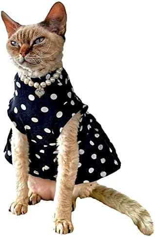 Kotomoda Macska póló Pöttyös ruhát Sphynx, meztelenül macskák (X-Kicsi)
