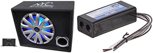 Rockville NYC Akusztika NSE12L 1200W Teljesítményű/Erősített Autós Mélynyomó/Sub Burkolat+LED, Fekete, 12 & PAC SNI-35 Változó