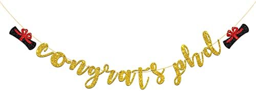 Talorine Arany Glitter Gratulálok PHD Banner a Congrats Grad - Vezető Diplomaosztó Buli Bunting-Dekorációk, Kellékek
