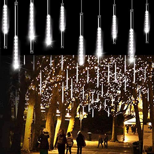 Aluan Karácsonyi Fények Meteorzápor Eső Fények 10 Cső 240 LED Vízálló Csatlakoztassa Hulló Eső Tündér String Fények, Fehér+Kék