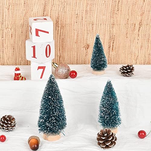 Woofty Mesterséges Matt Szizál karácsonyfa, 30 Db Üveg Ecsettel Fák Fa Alap, DIY Kézműves Mini Fenyőfa a Karácsony Otthon asztali