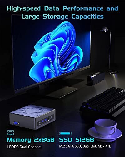 Mini PC Windows 11 Pro, Intel i5-8259U Mini Számítógépek 16GB RAM 512G M. 2 SSD-t, 4 Mag 8 Szál Kis Asztali Számítógép 4K HDMI