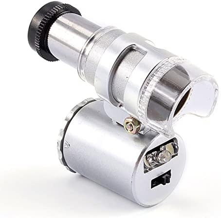 Zseb Mikroszkóp, 60x Mikroszkóp, Nagyító Mini Kézi Mikroszkóp Ékszerek Ékszerész Nagyító Nagyítólencse LED-es UV-Lámpa, Nagyító Olvasni