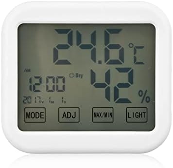 BMZMLDO Digitális Hőmérő Hőmérséklet Páratartalom Készülék Smart Touch Beállítások Ébresztőóra Funkció a Világító LCD kijelző Fehér