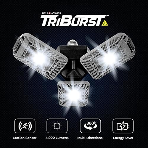 Triburst a Mozgásérzékelő Készlet 4 Bell+Howell Nagy Intenzitású fényforrás 144 LED Izzók, Multi-Directional Tripla Panel, Lámpák,