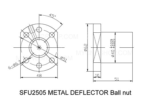 TTT Dia.25mm 2505 ballscrew CNC Alkatrész Készletek = SFU2505 - L1050 mm + Fém Deflektor Ballscrew anya + FK20 FF20 nd Támogatás