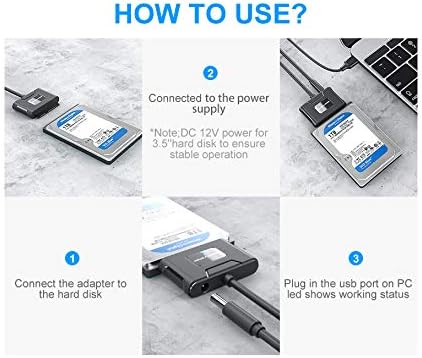Qmiypf SATA USB 3.0 Adapter, USB 3.0 SATA III Nehéz Vezető Adapter SATA-USB Adapter Kompatibilis 2,5/3,5 Hüvelykes HDD/SSD Merevlemez-Merevlemez