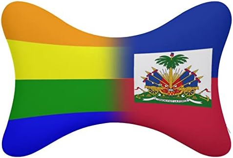 LMBT Büszkeség Haiti Zászló Autós nyakpárna 2 Csont Alakú Auto Fejtámla Párna Párna Utazási Autó Haza Dekoratív
