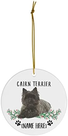Lovesout Cairn Terrier Fekete Szürke Kutya Ajándékok 2023 karácsonyfadísz Személyre szabott A Kutyák Neve Kerámia Kör