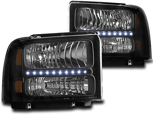 ZMAUTOPARTS Csere Fényszórók W/DRL LED Fekete Kompatibilis a 2005-2007-es Ford F-250/F-350/F-450/F-550 Super Vám
