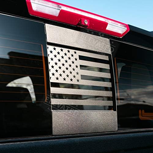 Magas Auto Stílus - Hátsó Középső Ablak Amerikai Zászló Illik Chevy Silverado GMC Sierra 2019-2022 (Fekete) (Szomorú)